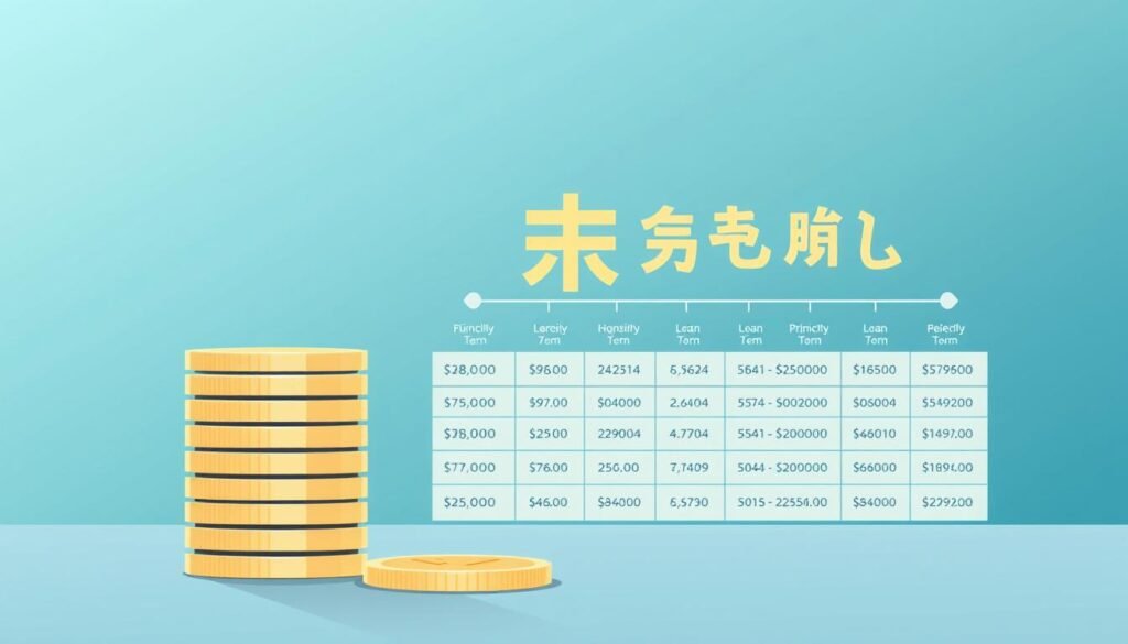 A clean and modern illustration of the "小額信貸本金平均攤還法" financial concept. In the foreground, a stack of coins representing the loan principal, with clean geometric lines and a minimalist design. The middle ground features a balanced grid of loan repayment timelines, visualizing the even distribution of the principal across the loan term. The background has a subtle gradient, conveying a sense of financial stability and security. The overall scene is rendered in a cool, calming color palette with soft lighting, reflecting the rational, systematic nature of this loan repayment method.